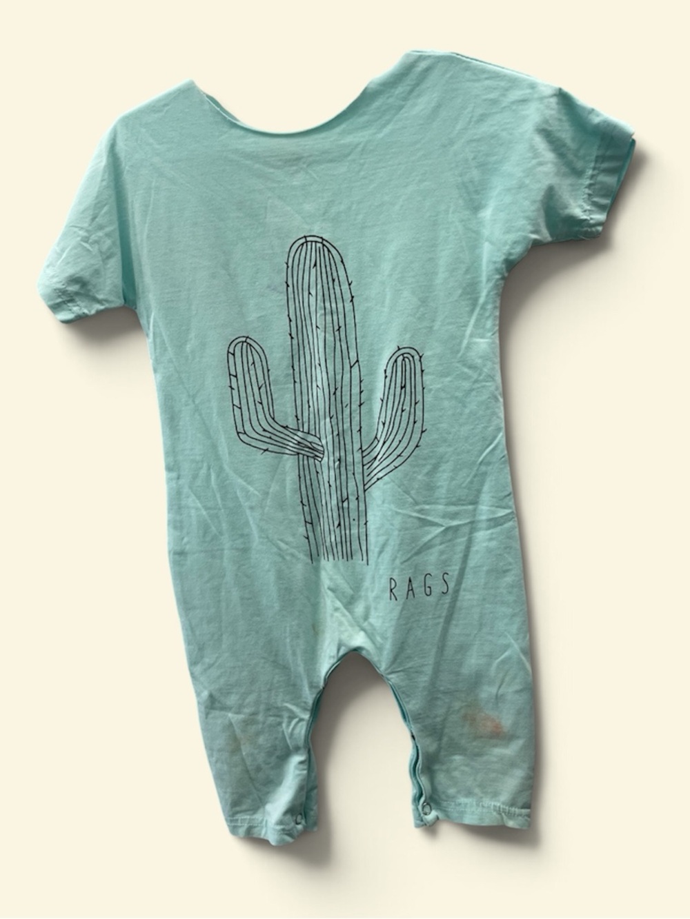 RAGS *stained* Teal Cactus Graphic Kids One-Piece